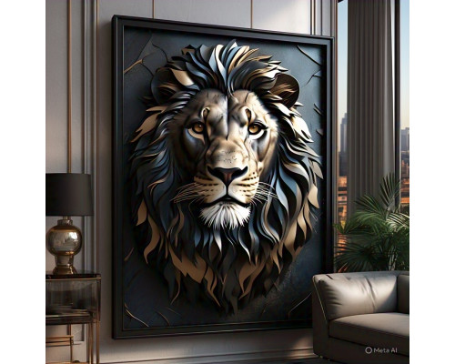 Quadro 3D Leão